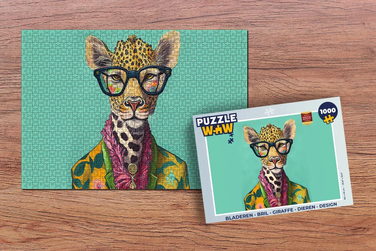 PuzzleWow Giraffe Design Legpuzzel 1000 Stuks - Multicolor
