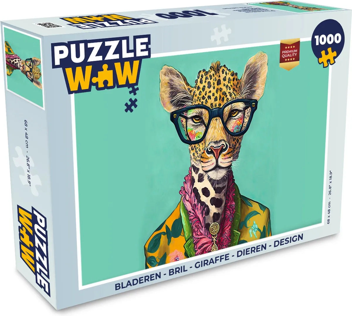PuzzleWow Giraffe Design Legpuzzel 1000 Stuks - Multicolor