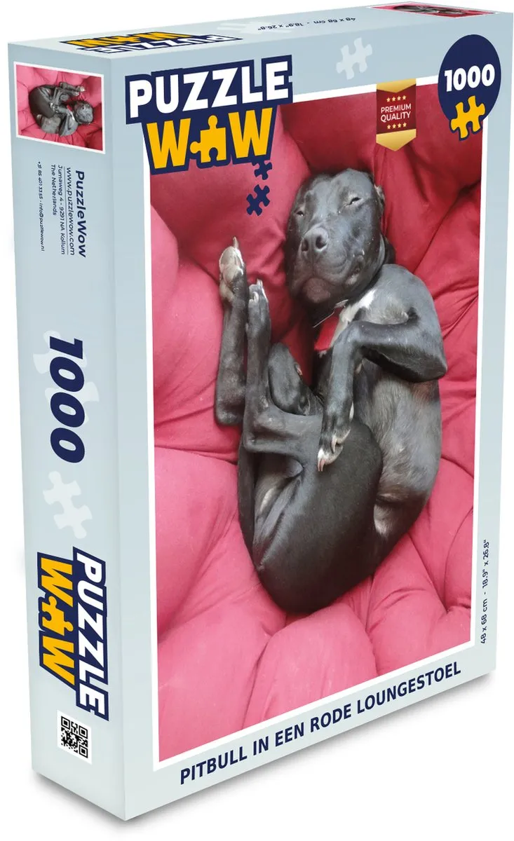 PuzzleWow Pitbull Loungestoel Legpuzzel 1000 Stuks - Multicolor