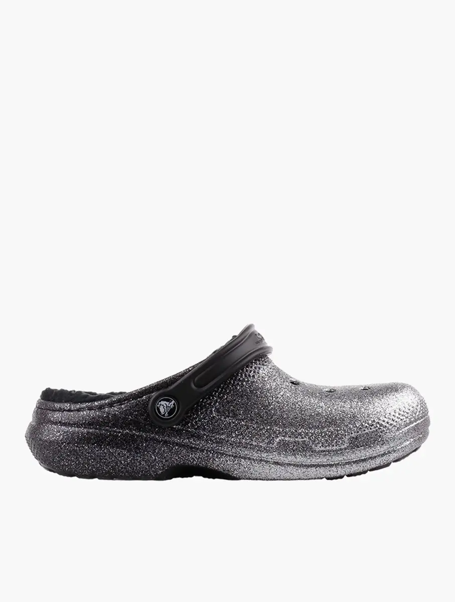 Crocs Classic Glitter Lined Clog Zwart/Zilver Maat 45/46 US M11