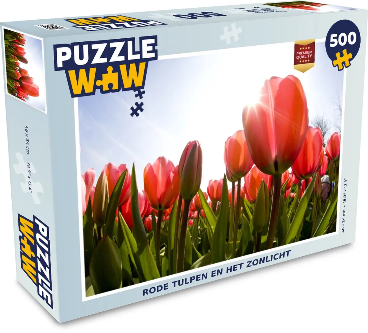 PuzzleWow Legpuzzel Rode tulpen en het zonlicht 500 Stuks