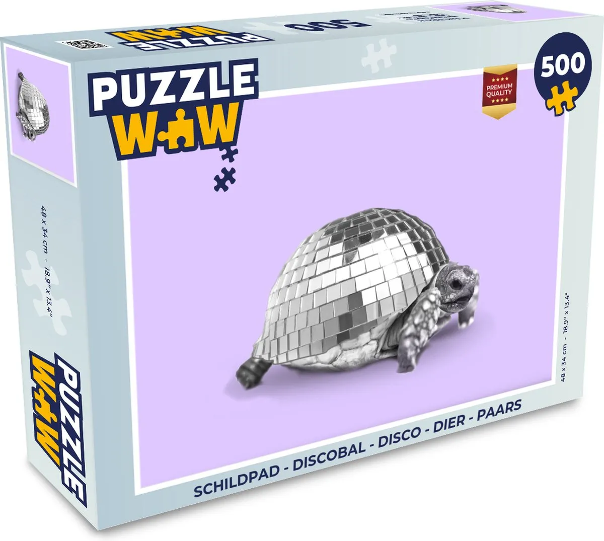 PuzzleWow Schildpad Discobal Legpuzzel 500 Stuks - Multicolor