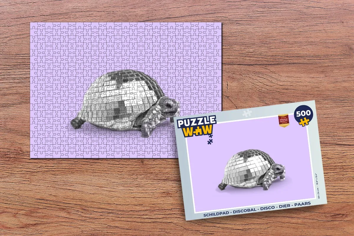 PuzzleWow Schildpad Discobal Legpuzzel 500 Stuks - Multicolor