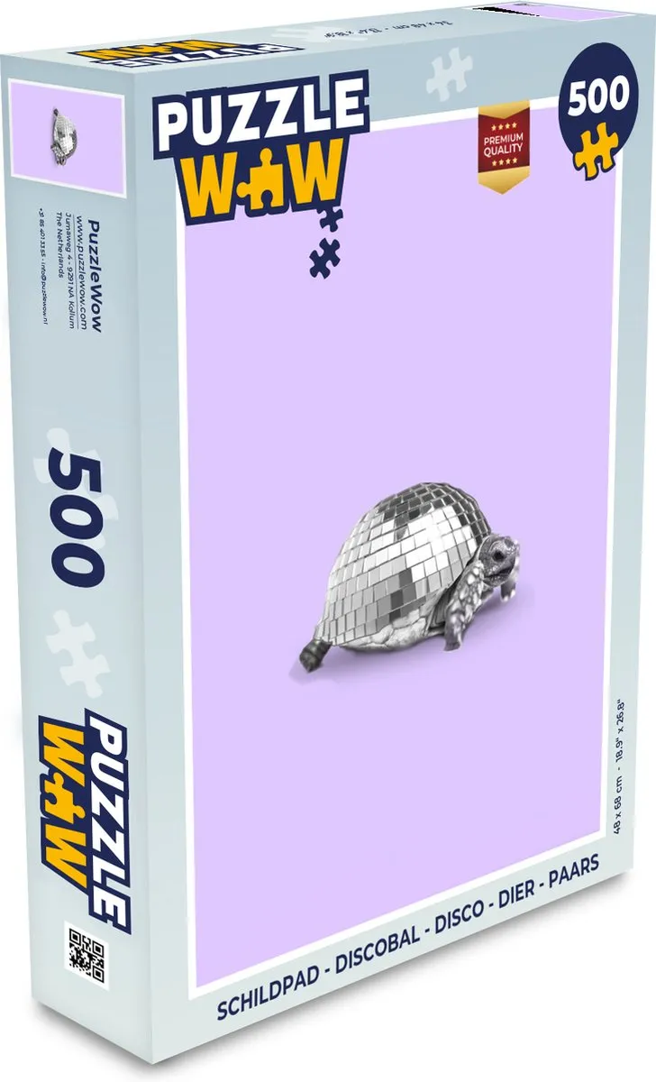 PuzzleWow Schildpad Discobal Legpuzzel 500 Stuks - Multicolor
