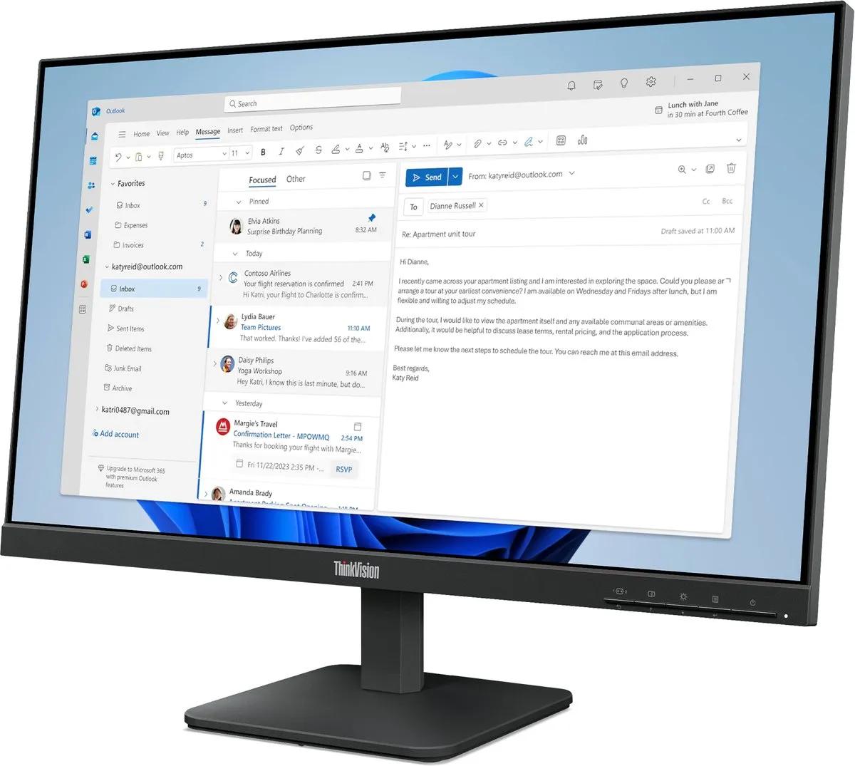 Lenovo ThinkVision S24-4e Monitor 23,8" FHD - Zwart - afbeelding 6 van 6