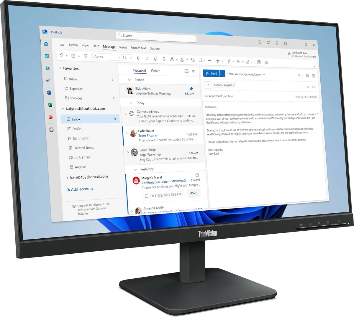Lenovo ThinkVision S24-4e Monitor 23,8" FHD - Zwart
