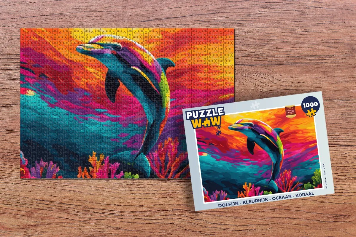 PuzzleWow Dolfijn Legpuzzel 1000 Stuks - Kleurrijk