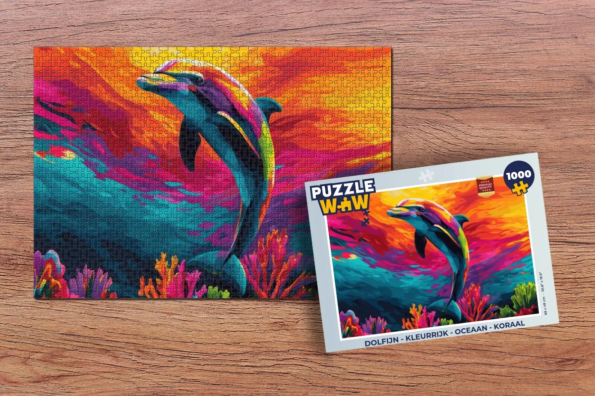 PuzzleWow Dolfijn Legpuzzel 1000 Stuks - Kleurrijk