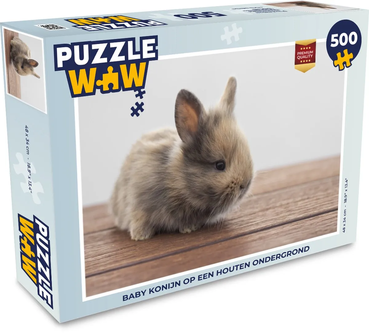 PuzzleWow Baby Konijn Houten Legpuzzel 500 Stuks - Multicolor