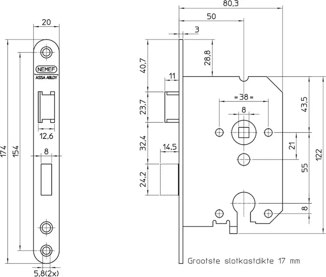 Nemef 1269 Insteekslot - 55mm - Zwart - afbeelding 3 van 6
