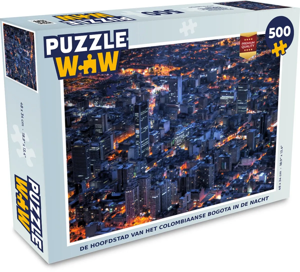 PuzzleWow Legpuzzel De hoofdstad van Bogota in de nacht 500 Stuks - Multicolor