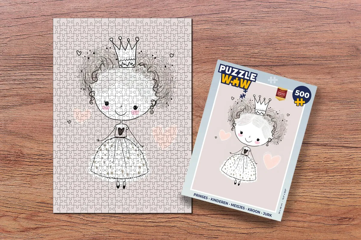 PuzzleWow Prinses Kroon & Jurk Legpuzzel 500 Stuks - Multicolor