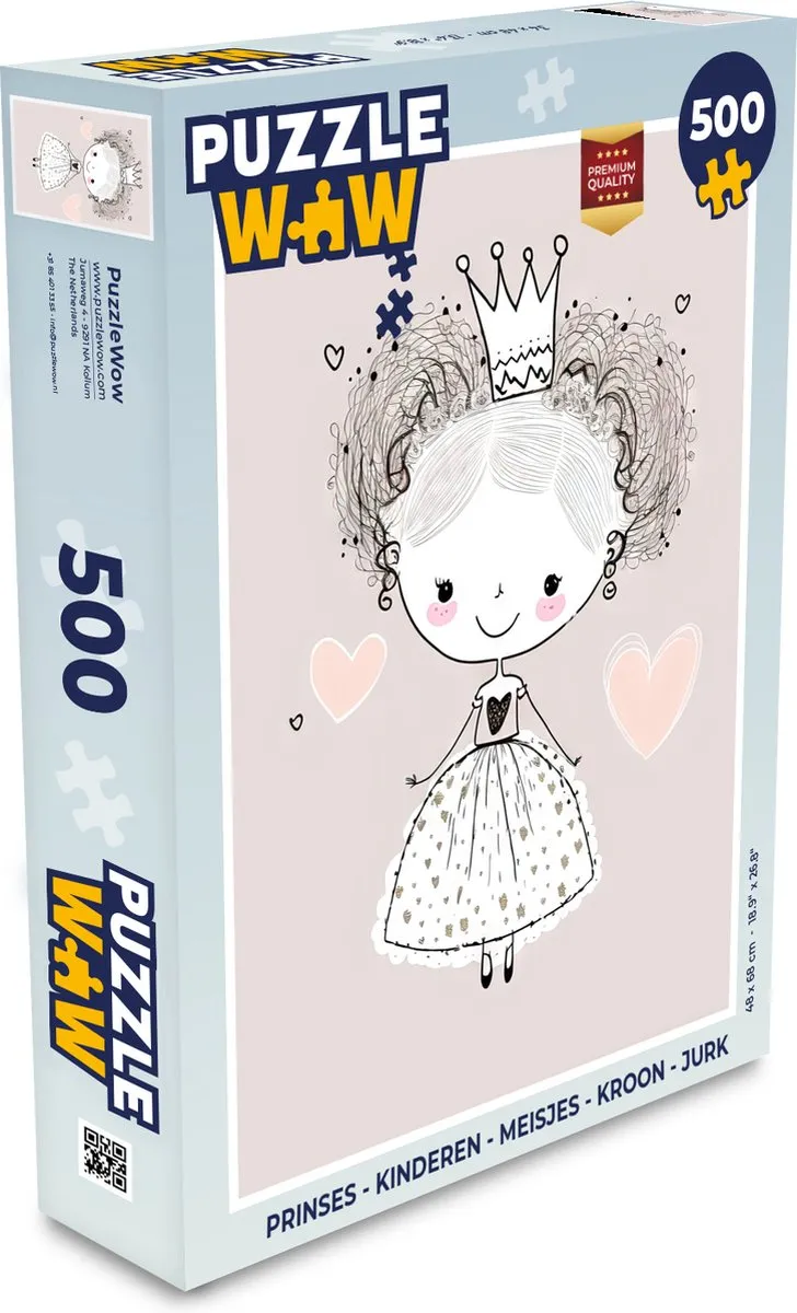 PuzzleWow Prinses Kroon & Jurk Legpuzzel 500 Stuks - Multicolor