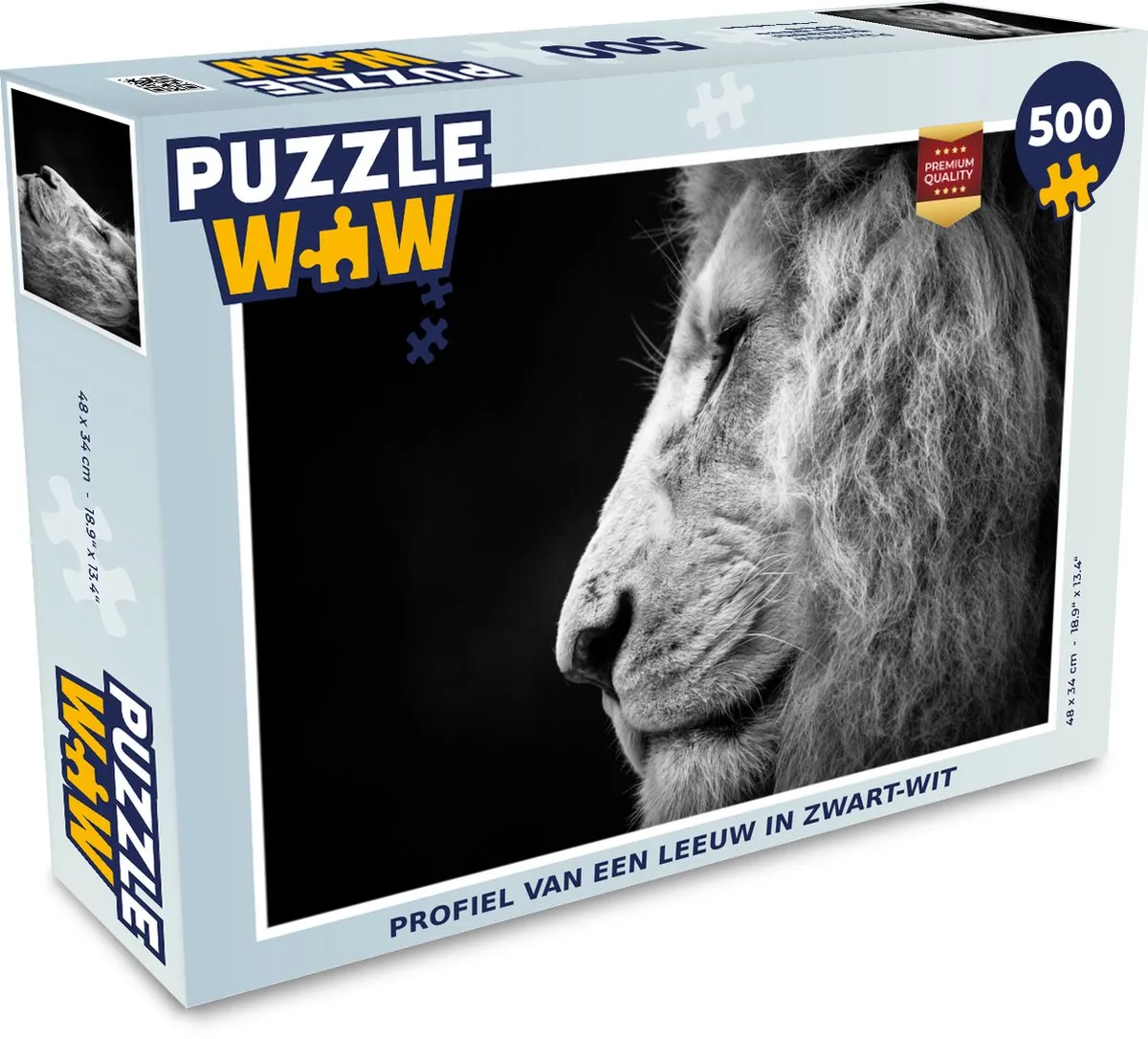 PuzzleWow Leeuw Portret Legpuzzel 500 Stuks - Multicolor