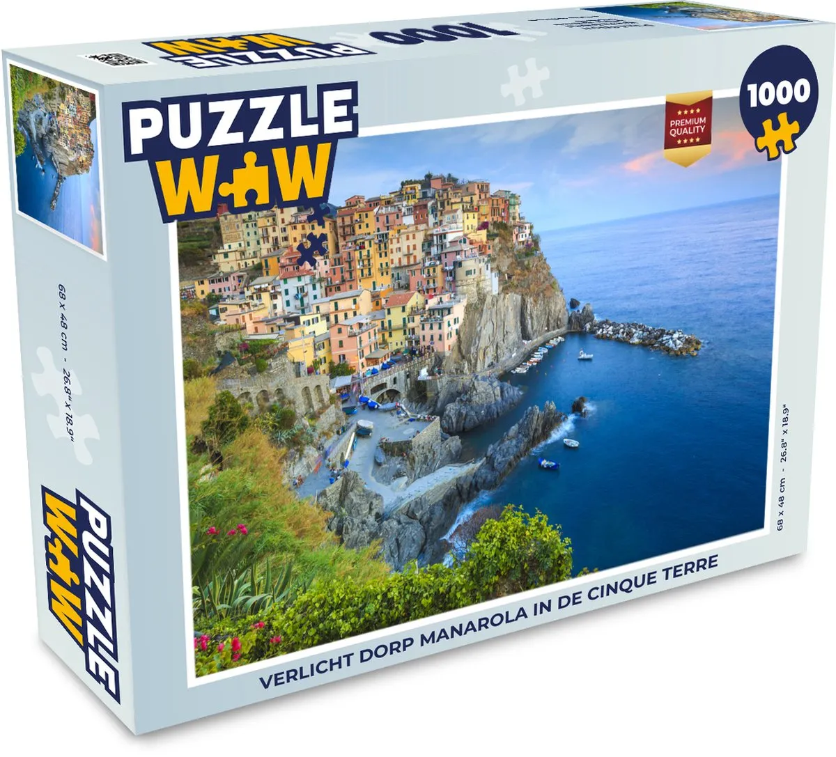 PuzzleWow Verlicht dorp Manarola Legpuzzel 1000 Stuks - Multicolor