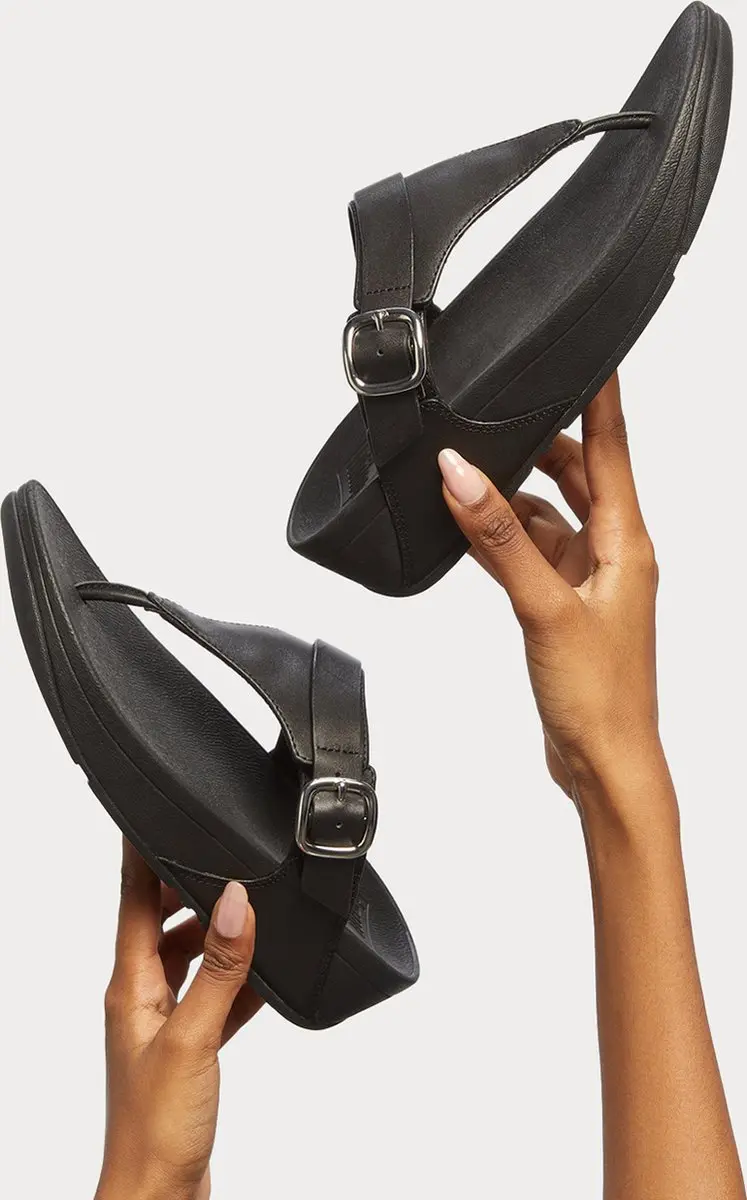 FitFlop Lulu Adjustable Toe Post Slides - Maat 40 - Zwart - afbeelding 5 van 6
