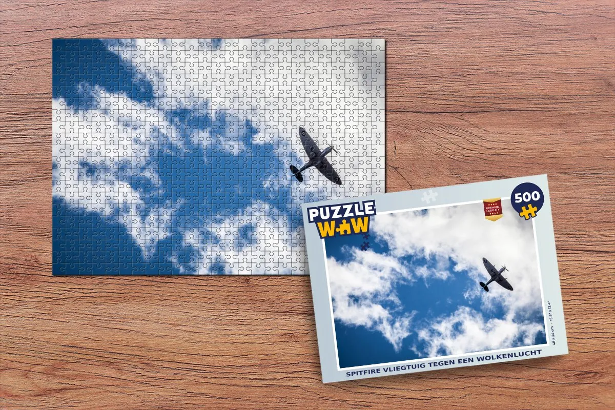 PuzzleWow Spitfire Wolkenlucht Legpuzzel 500 Stuks - Multicolor