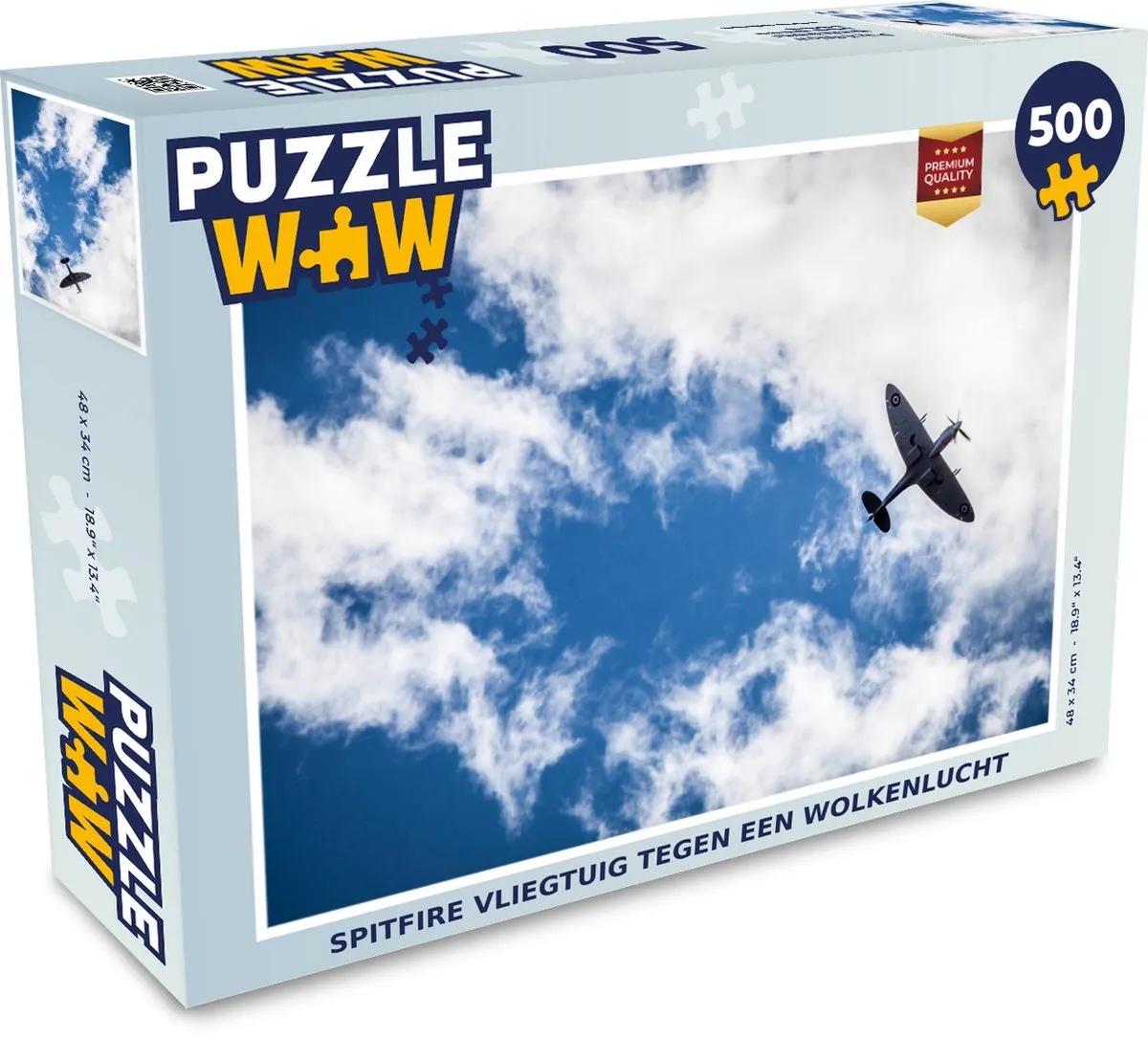 PuzzleWow Spitfire Wolkenlucht Legpuzzel 500 Stuks - Multicolor