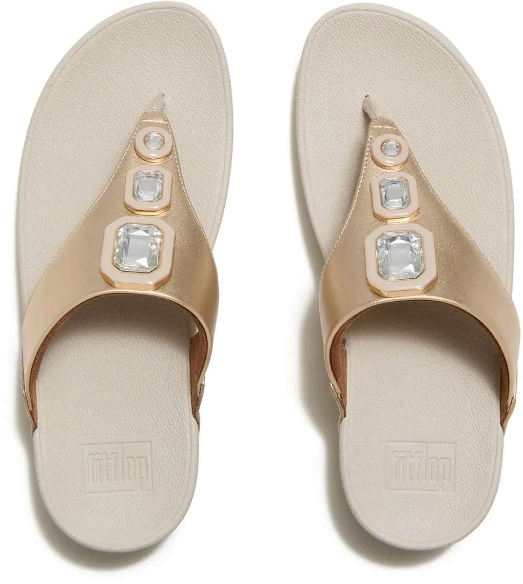 FitFlop Lulu Metallic Bold Crystals Teenslippers GOUD
