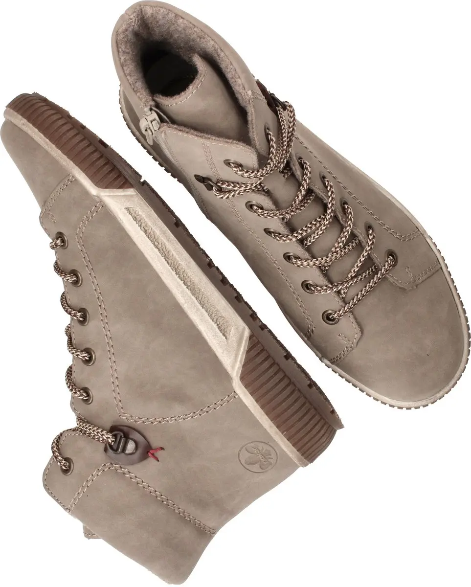 Rieker Dames Veterboot 178204 - Beige - Maat 38