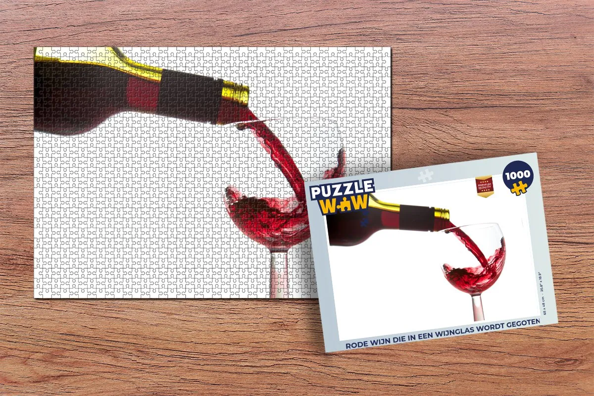 PuzzleWow Legpuzzel Rode Wijn in Glas 1000 Stuks - Multicolor