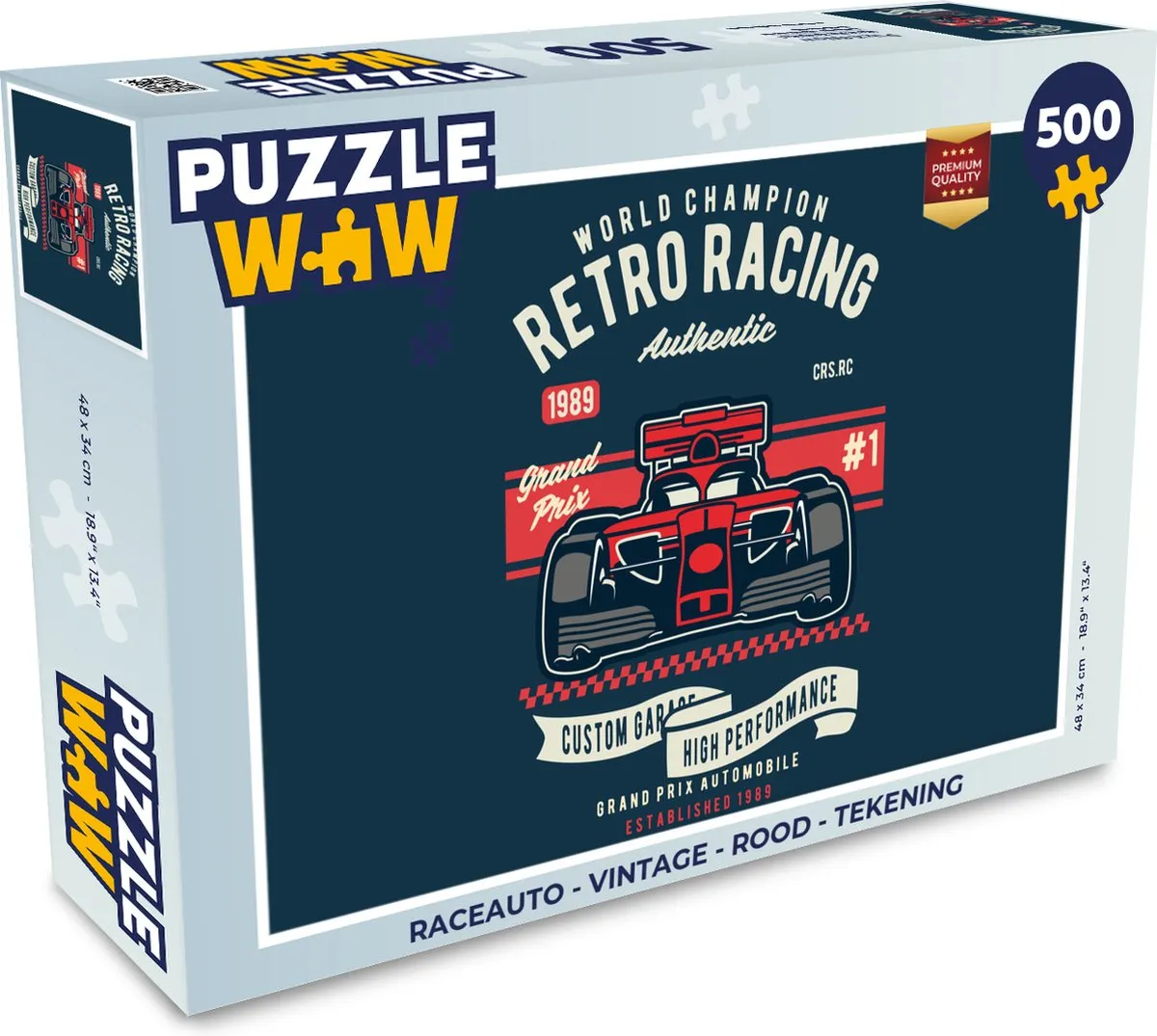 PuzzleWow Raceauto Vintage Legpuzzel 500 Stuks - Multicolor