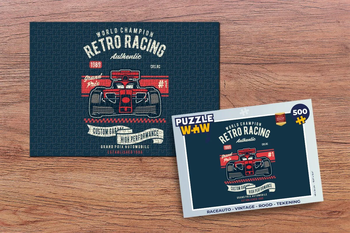 PuzzleWow Raceauto Vintage Legpuzzel 500 Stuks - Multicolor