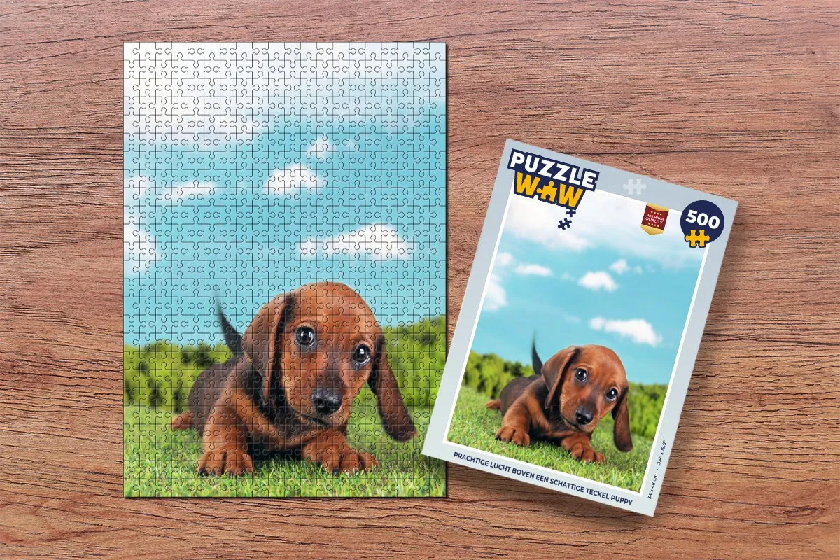PuzzleWow Legpuzzel 500 Stuks - Teckel Puppy Multicolor
