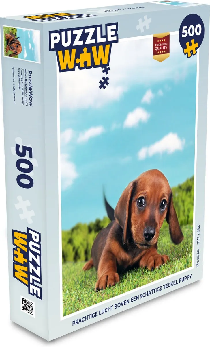 PuzzleWow Legpuzzel 500 Stuks - Teckel Puppy Multicolor