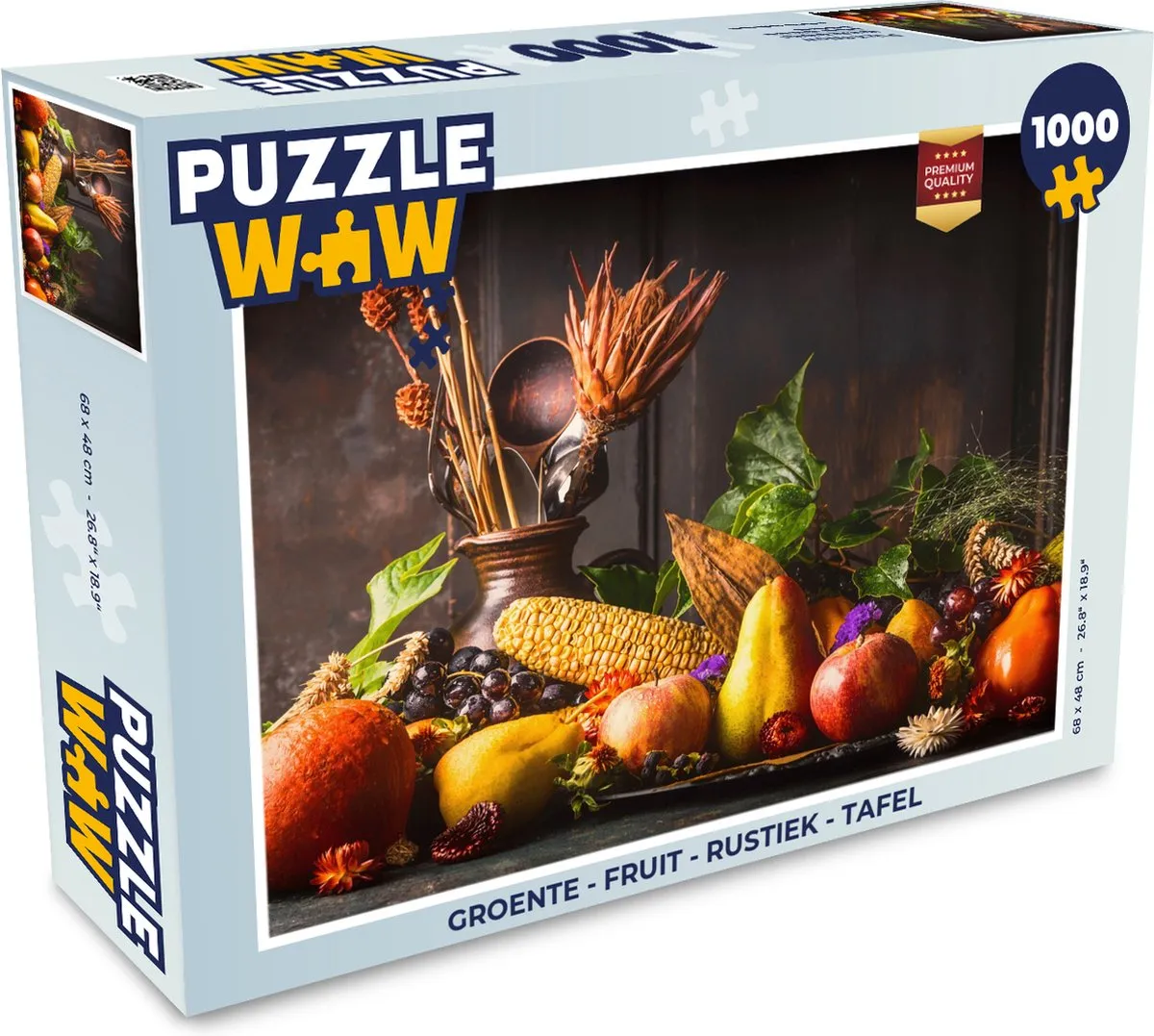 PuzzleWow Tafelpuzzel Rustiek Groente & Fruit 1000 Stuks - Multicolor
