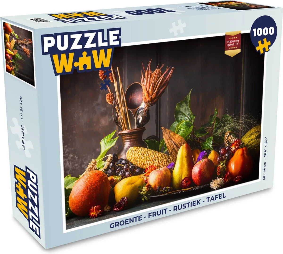 PuzzleWow Tafelpuzzel Rustiek Groente & Fruit 1000 Stuks - Multicolor