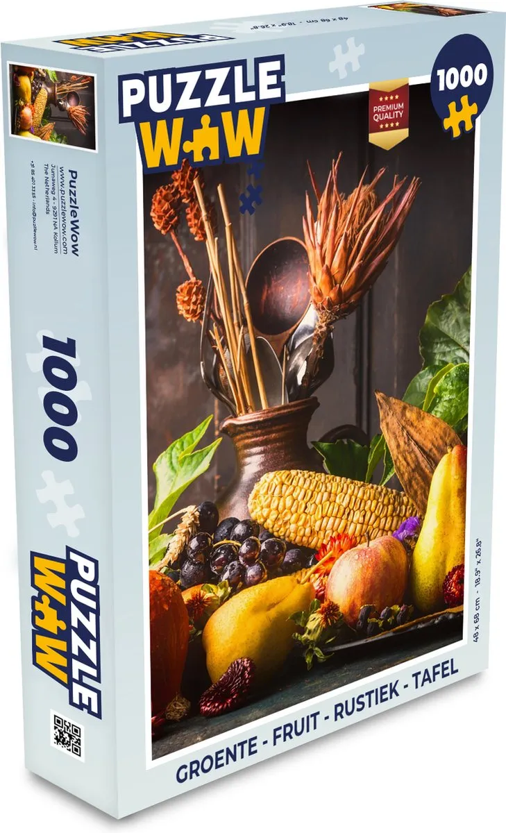PuzzleWow Tafelpuzzel Rustiek Groente & Fruit 1000 Stuks - Multicolor
