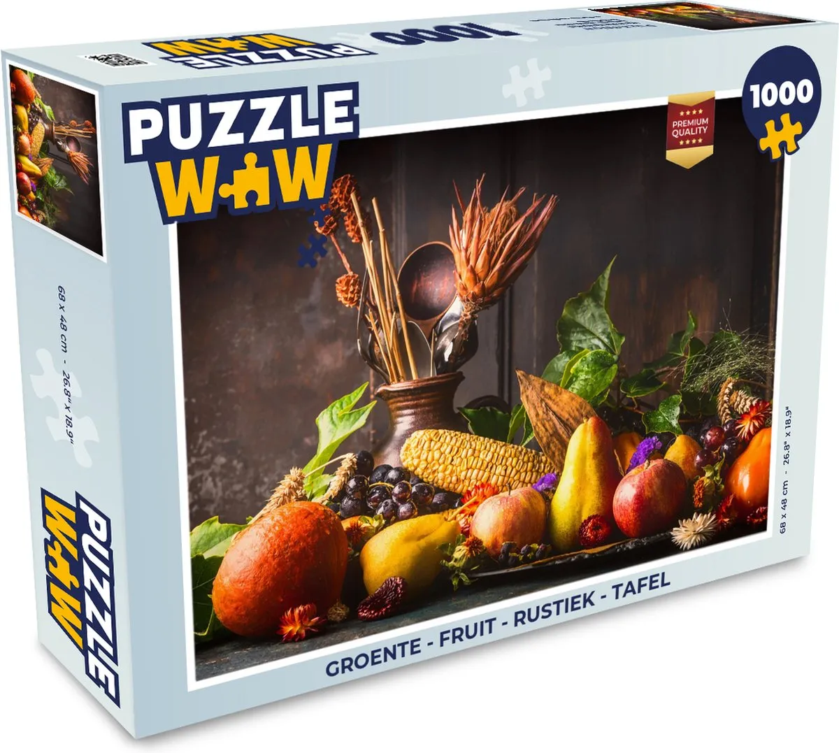PuzzleWow Tafelpuzzel Rustiek Groente & Fruit 1000 Stuks - Multicolor