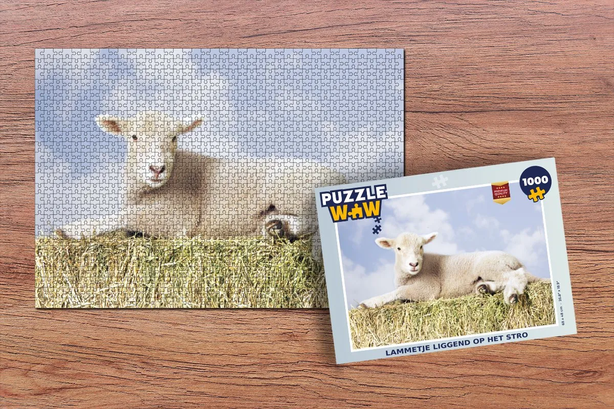 PuzzleWow Legpuzzel Lammetje op Stro 1000 Stuks - Multicolor