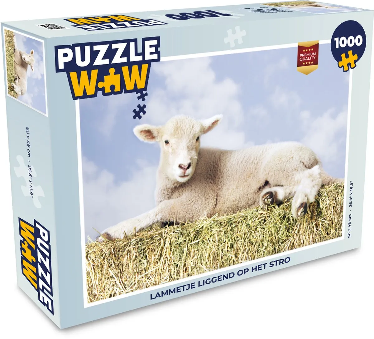 PuzzleWow Legpuzzel Lammetje op Stro 1000 Stuks - Multicolor