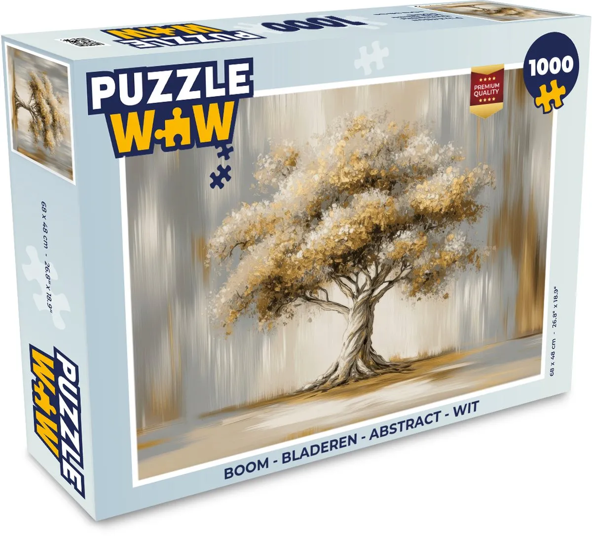 PuzzleWow Boom - Bladeren Abstract Legpuzzel 1000 Stuks - Wit