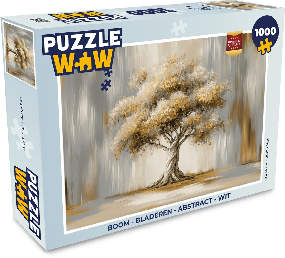 PuzzleWow Boom - Bladeren Abstract Legpuzzel 1000 Stuks - Wit