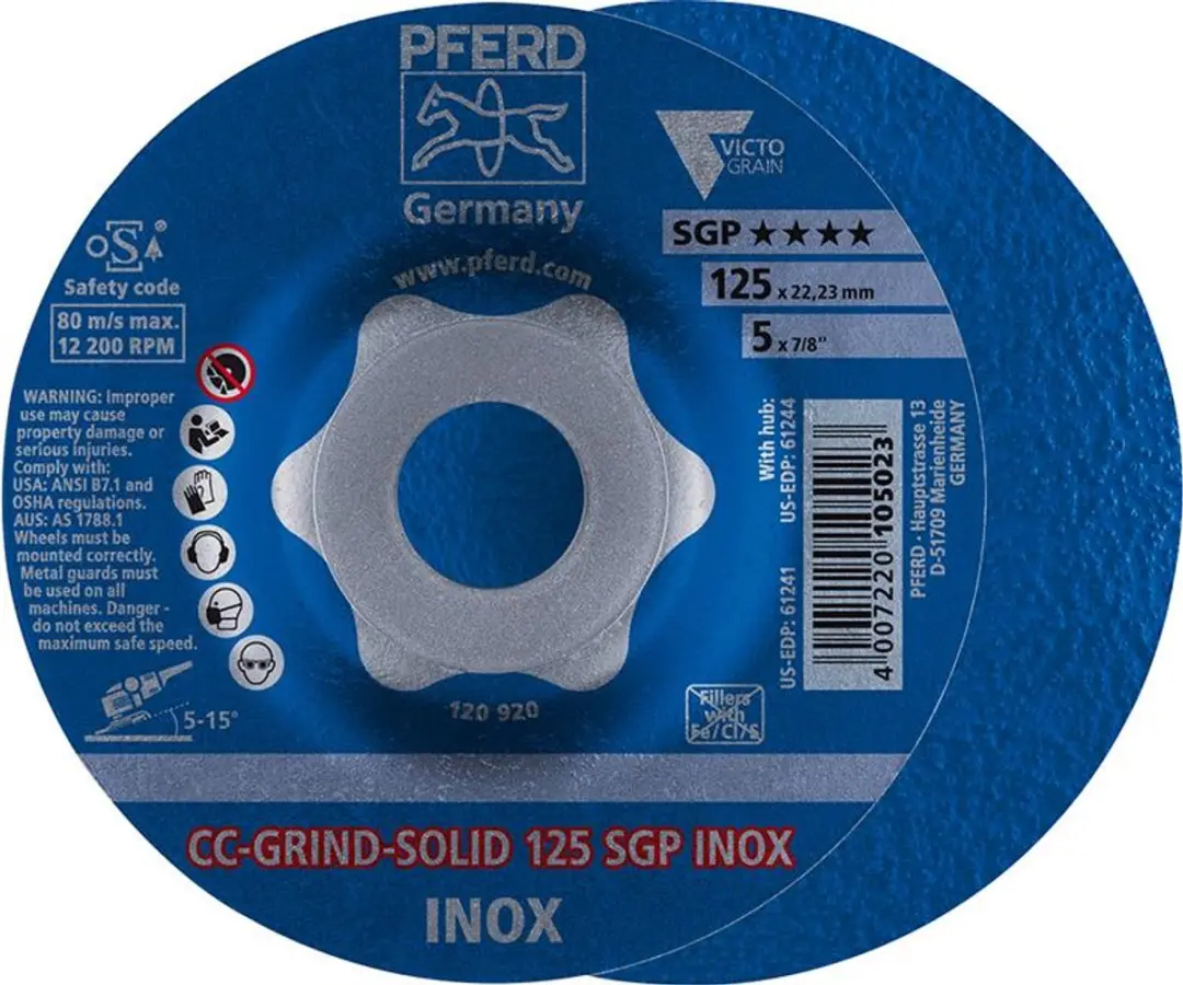 Pferd CC-GRIND Solid SGP Schuurschijf 125mm RVS
