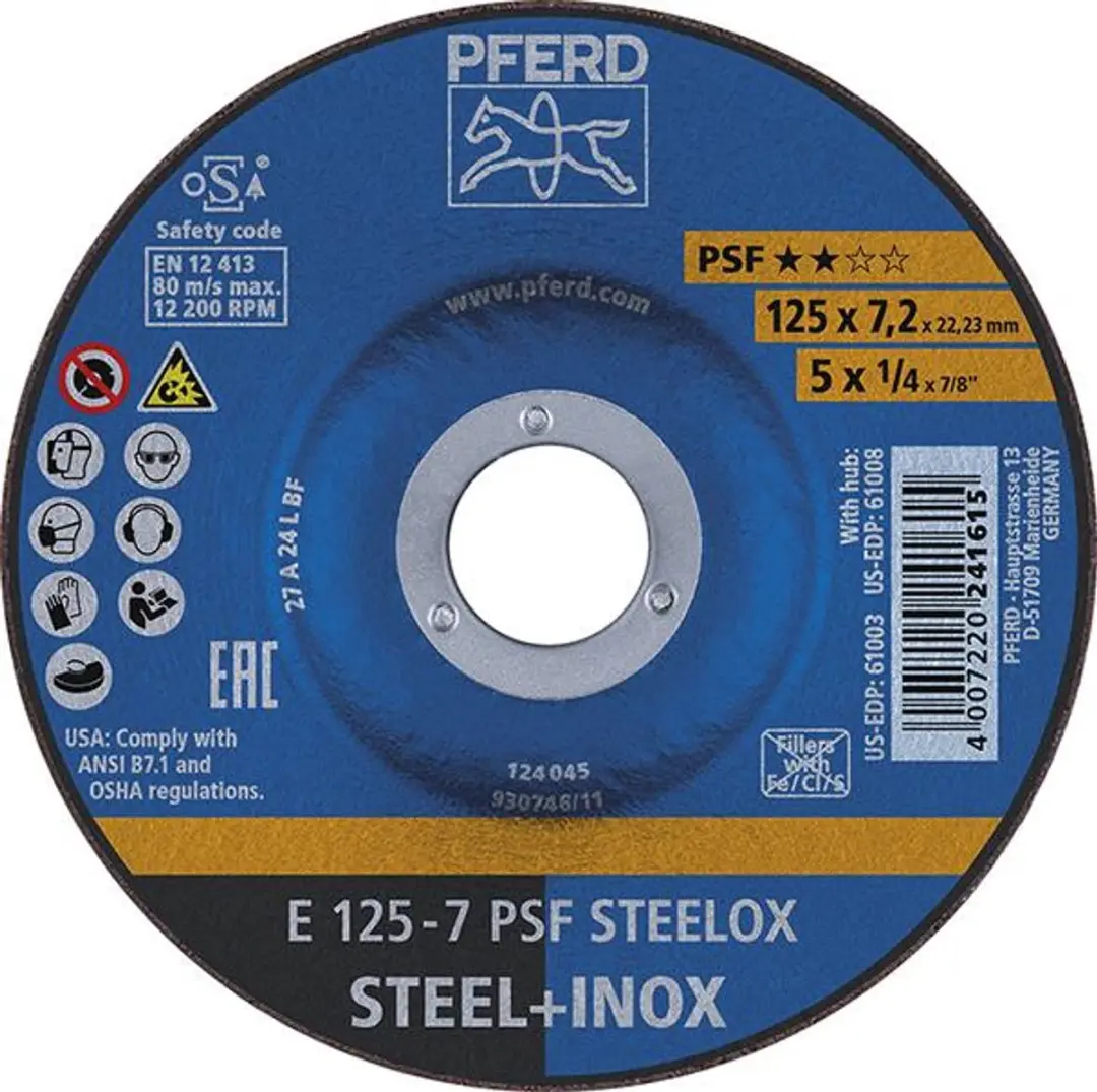 Pferd Afbraamschijf Staal/RVS E 115-7 PSF STEELOX - 115mm