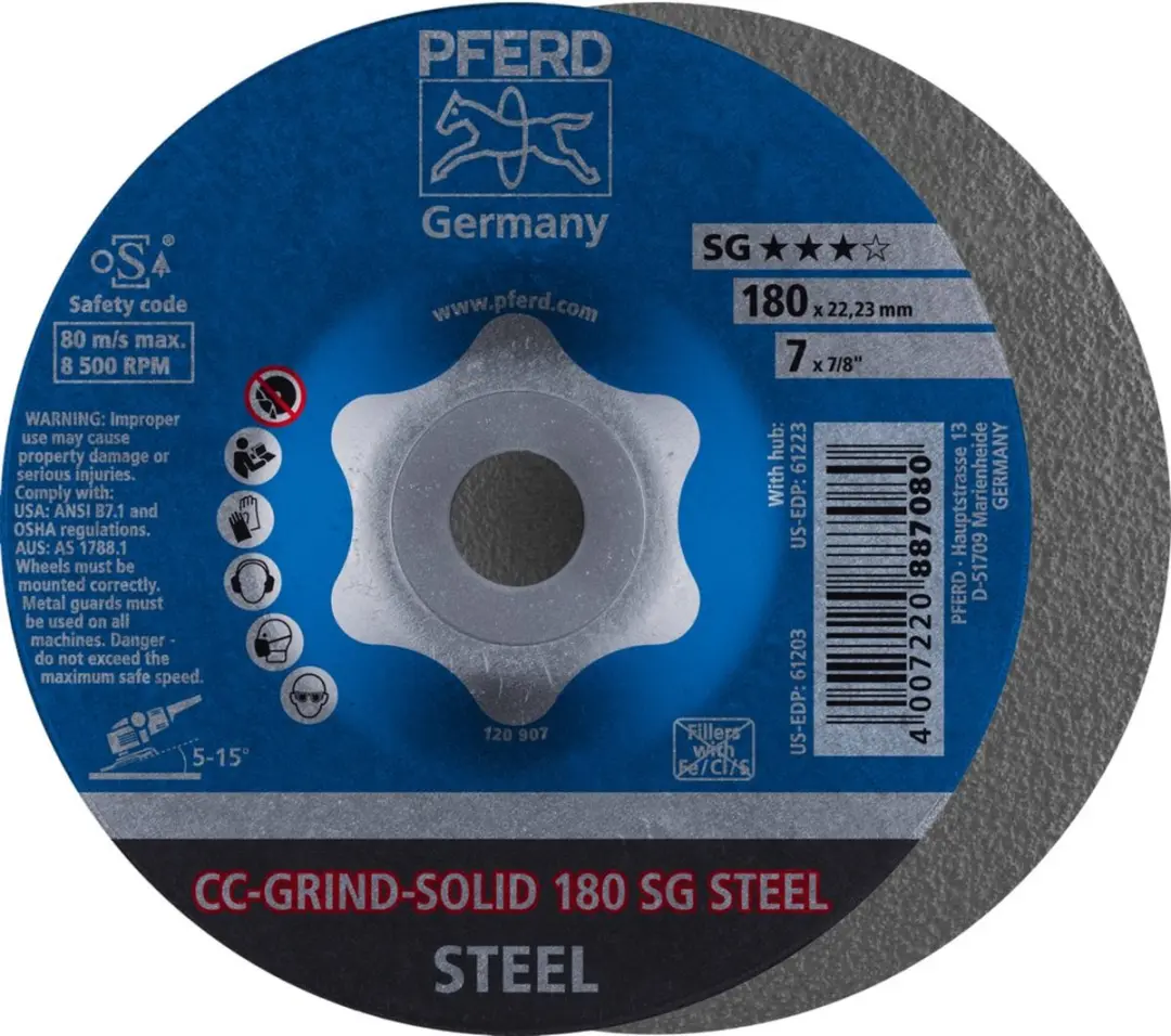 Pferd CC-Grind-Solid SG Steel Slijpschijf 180mm