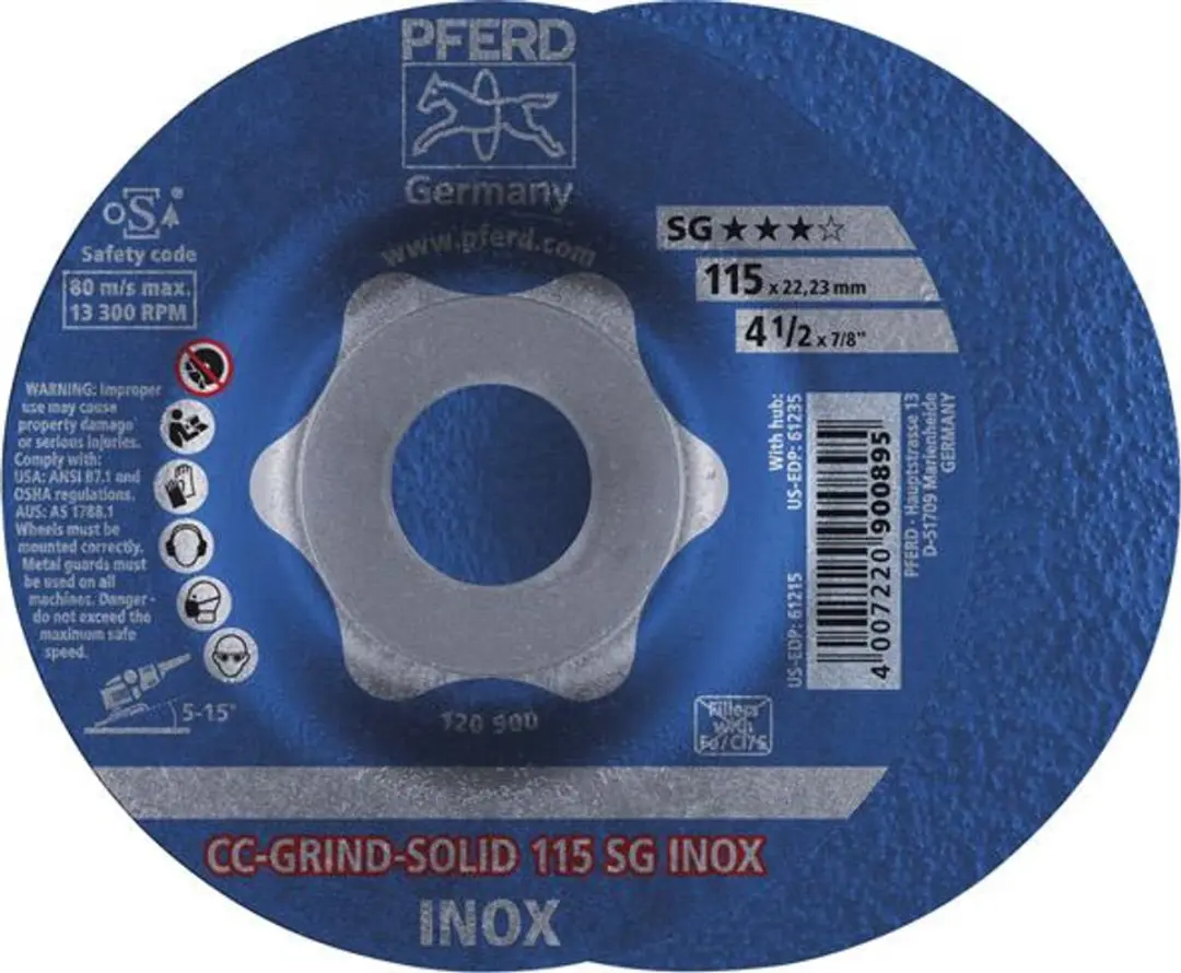 Pferd CC-Grind-Solid SG Inox Afbraamschijf 115mm - Metaal - 10 Stuks