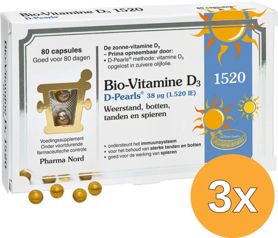 3x Pharma Nord Bio Vitamine D3 38mcg (80 capsules)