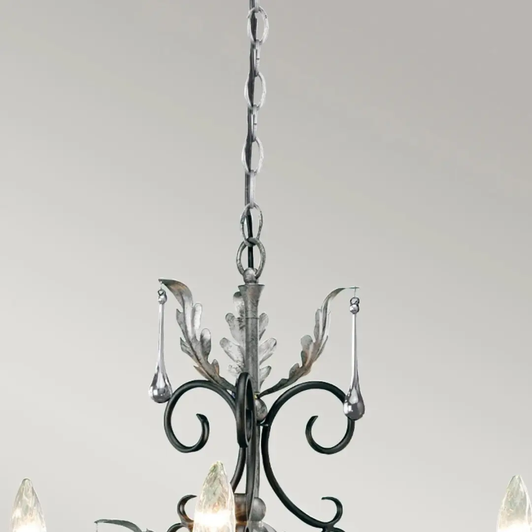 Elstead LED Kroonluchter 3xE14 60W - Dimbaar - Zwart met zilverpatina - afbeelding 2 van 5