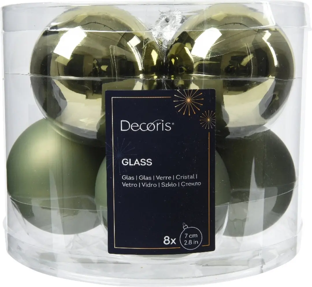 Decoris Kerstballen Glas Rosemarijn 7cm - 8 Stuks - afbeelding 2 van 2
