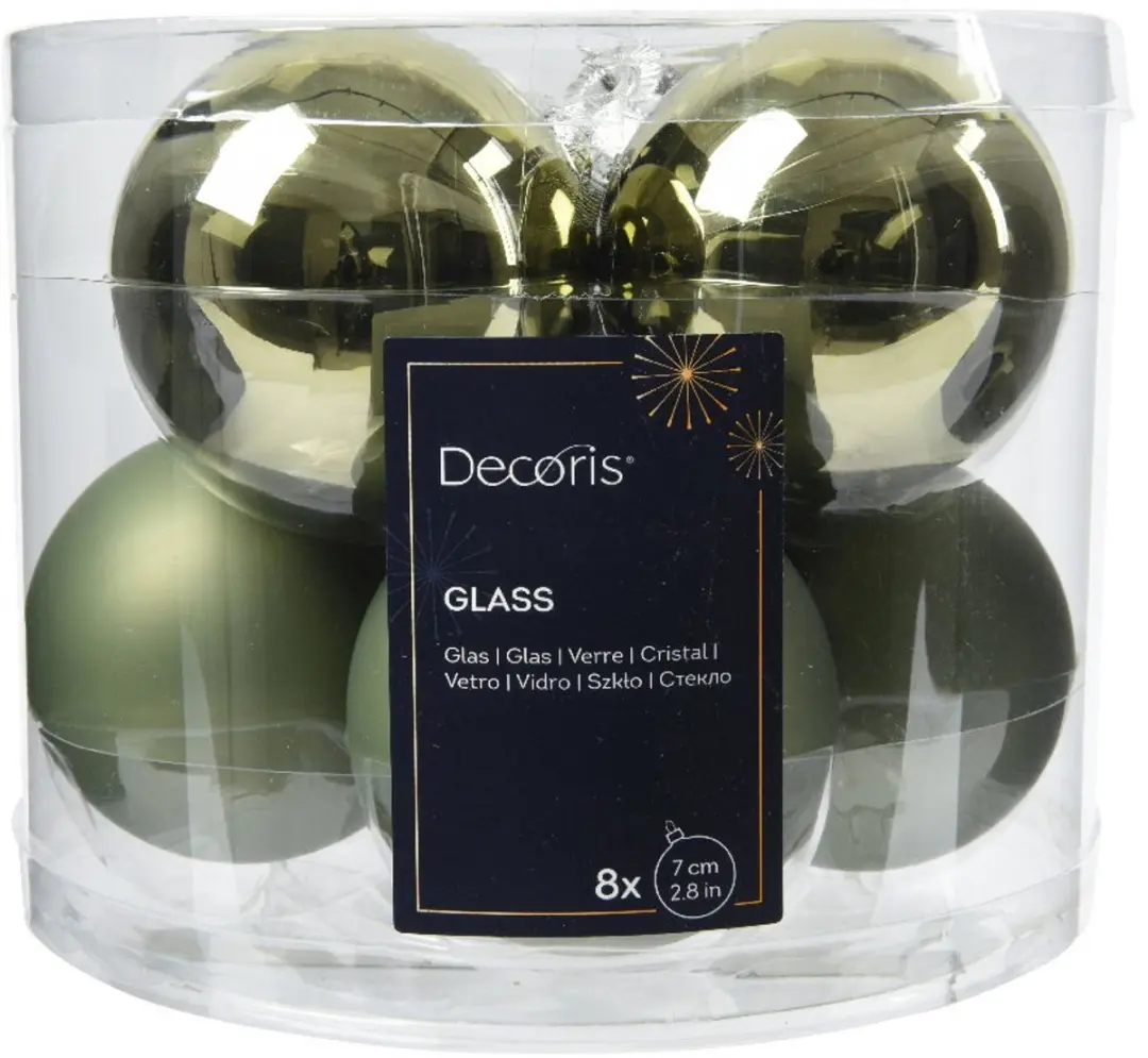 Decoris Kerstballen Glas Rosemarijn 7cm