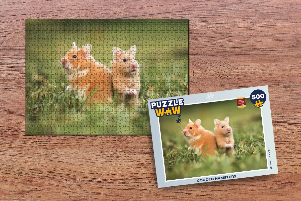 PuzzleWow Gouden Hamsters Legpuzzel 500 Stuks - Multicolor
