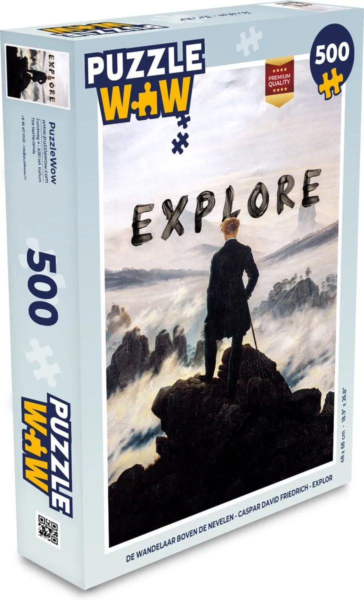 PuzzleWow De Wandelaar Boven De Nevelen Legpuzzel 500 Stuks - Multicolor