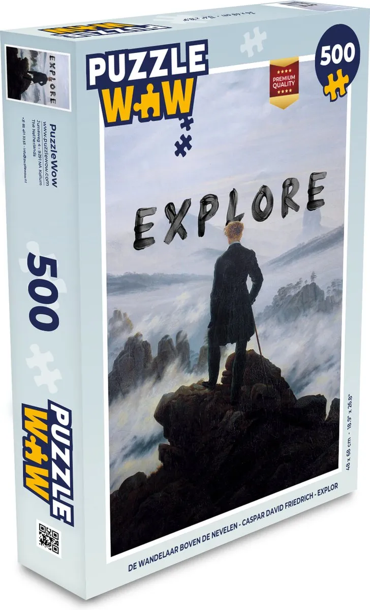 PuzzleWow De Wandelaar Boven De Nevelen Legpuzzel 500 Stuks - Multicolor