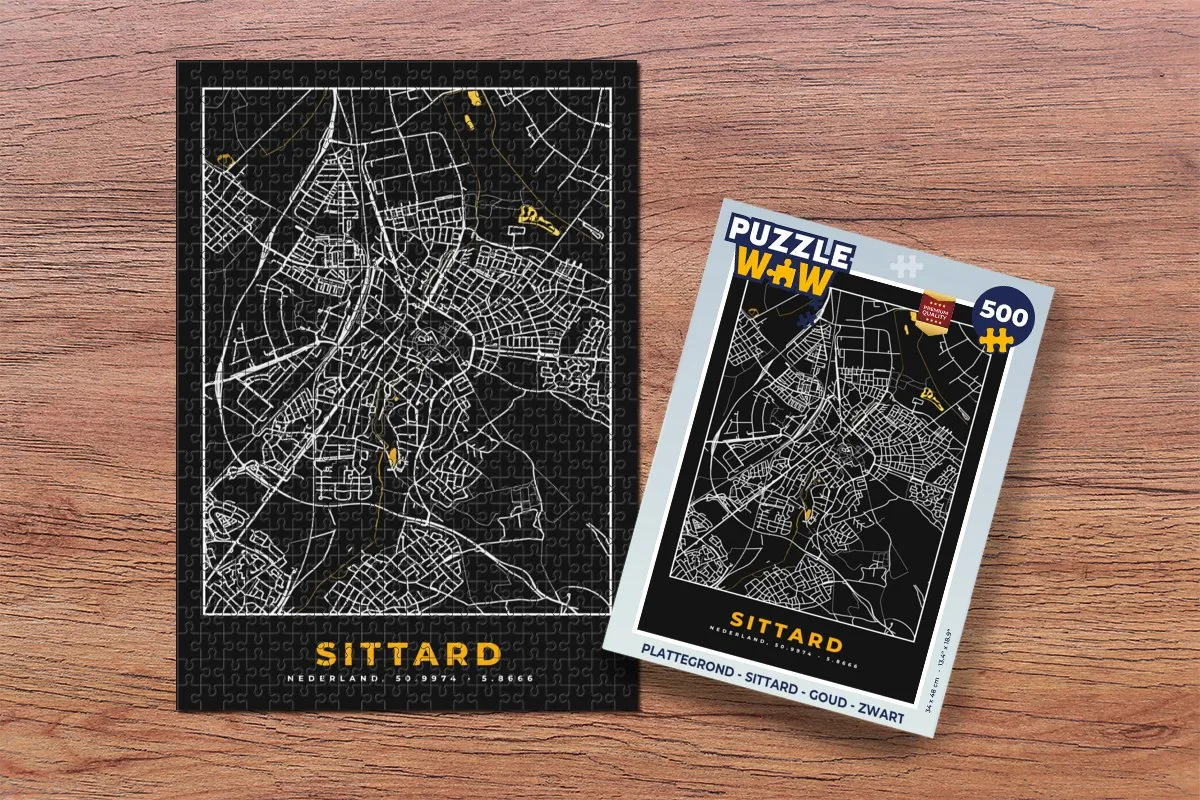 PuzzleWow Sittard Legpuzzel 500 Stuks - Goud/Zwart