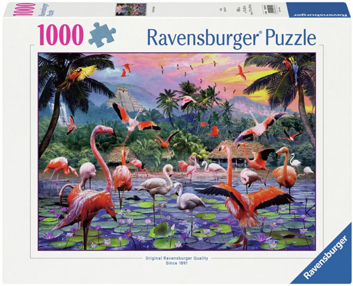 Ravensburger Roze Flamingo's 1000 Puzzeldelen - afbeelding 6 van 6